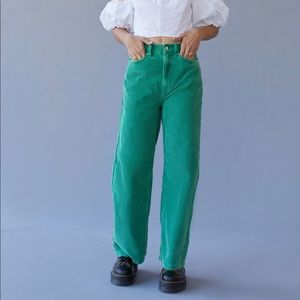 Urban Outfitters BDG High and Wide green corduroy pants, size 27